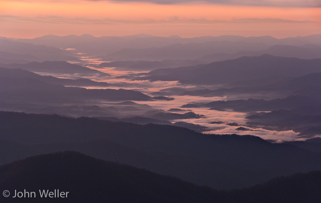 Sunrise view of the Smoky Mountains from Clingman's Dome.
